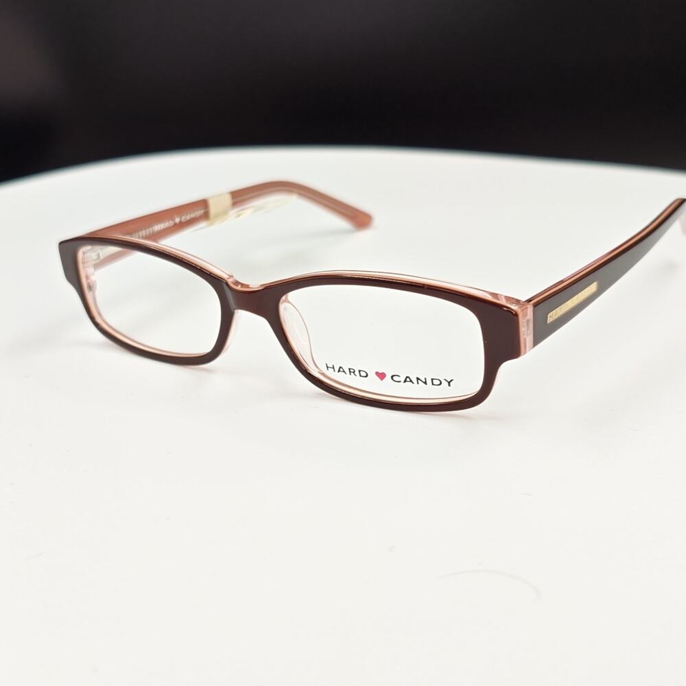 Hard Candy Brown Solid Full Rim Plastic Rectangle Eyeglass Frames Women